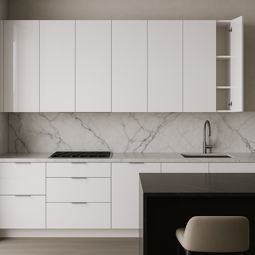 Cambridge Radiance Ready-to-Assemble Slab Wall Kitchen Cabinet in White Gloss