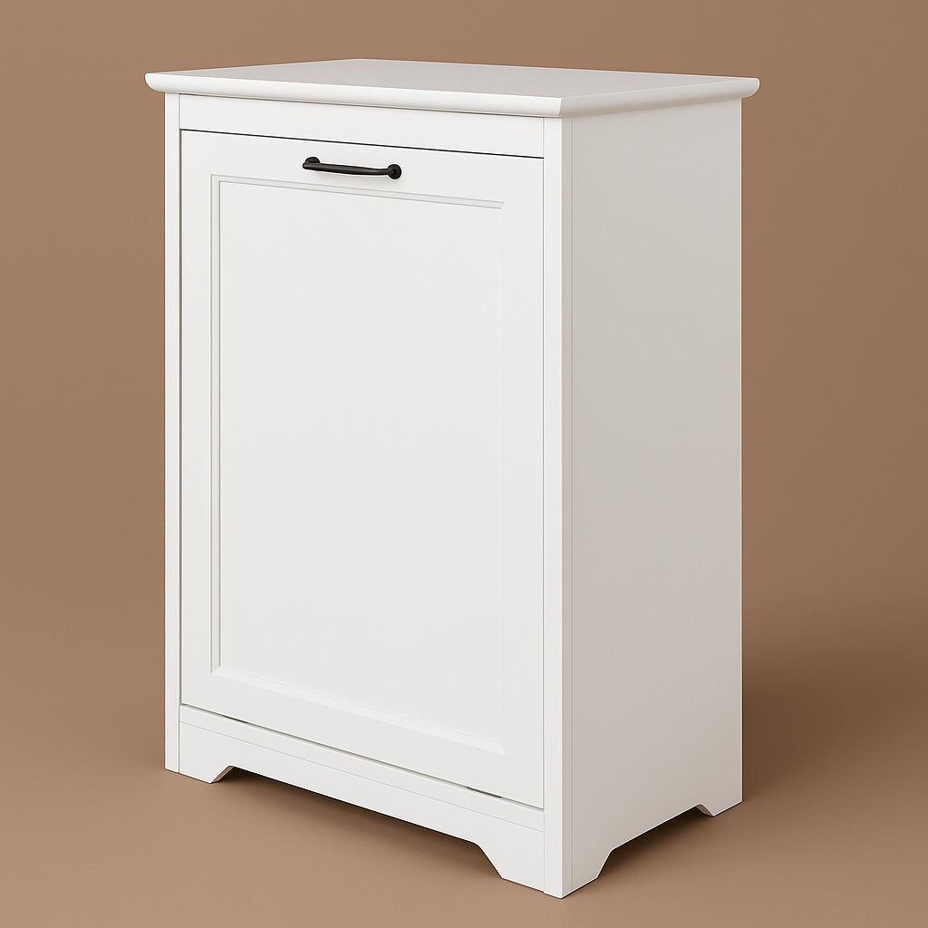 Numhew Base Trash Can Cabinet in White with Adjustable Tilted Angles