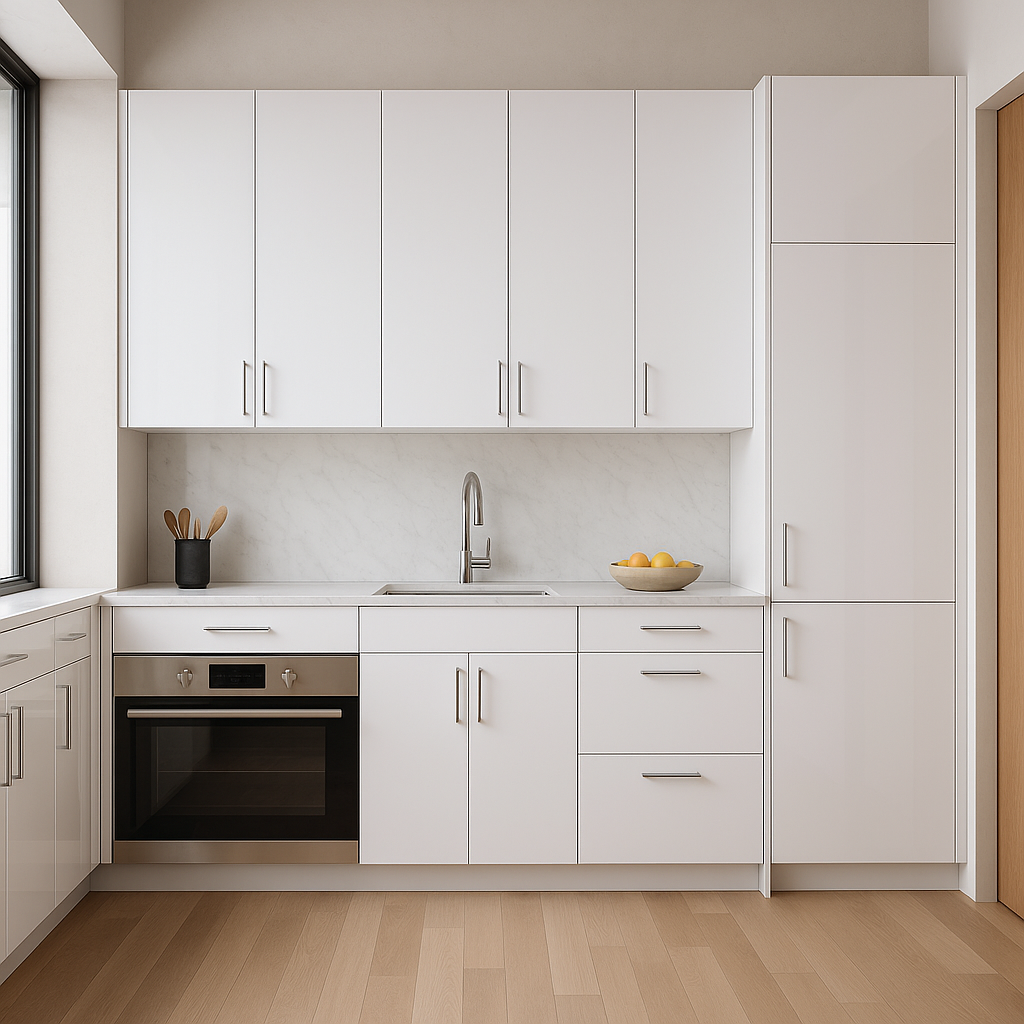 Cambridge Radiance White Gloss Slab Wall Kitchen Cabinet, 15x12x30 in.