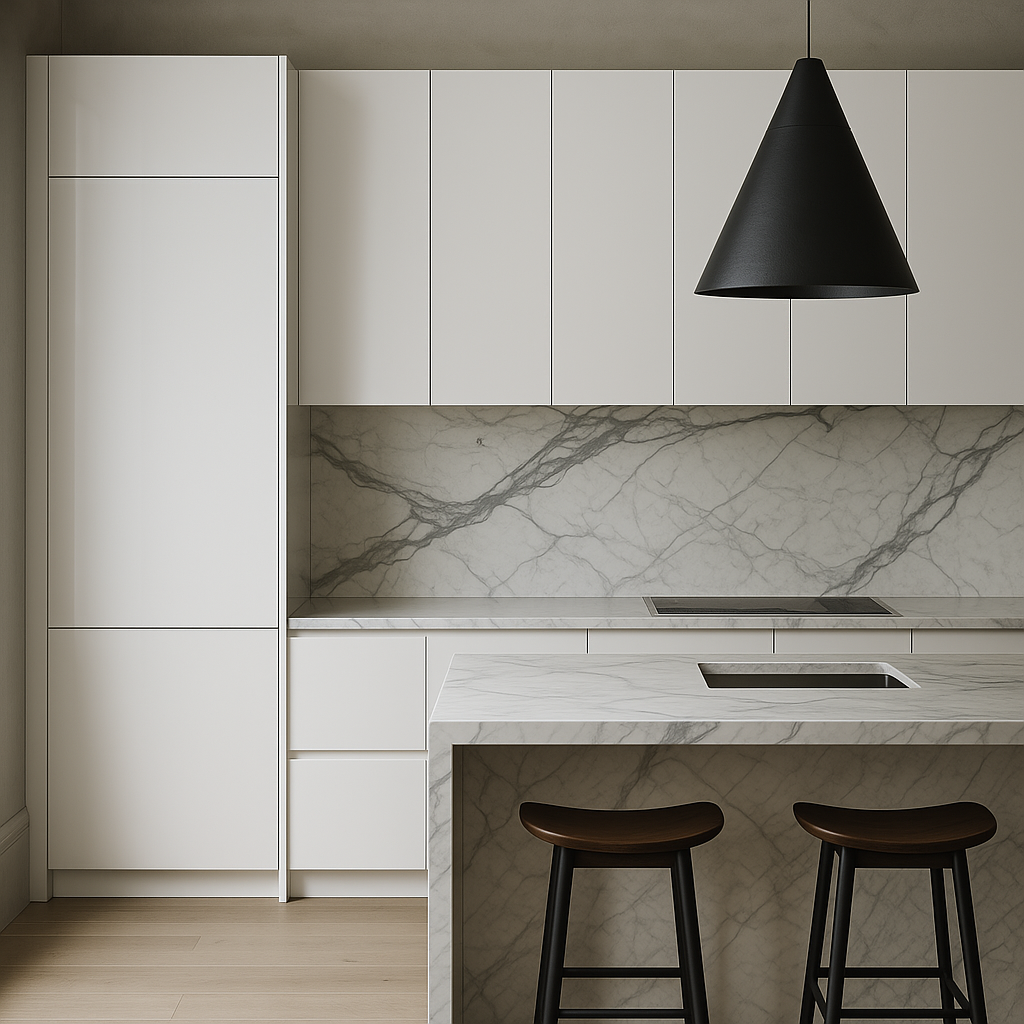 Cambridge Radiance White Gloss Slab Wall Kitchen Cabinet, 9x12x36 in.