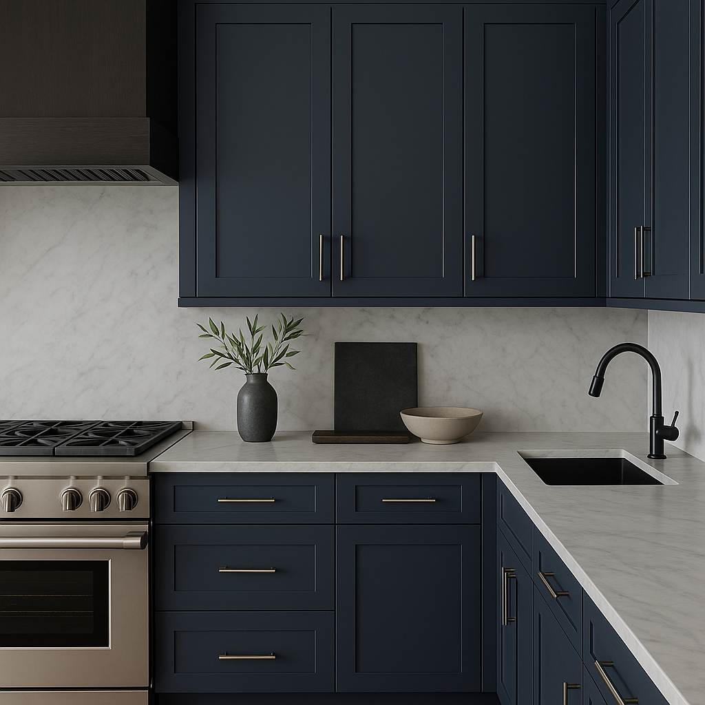 Hampton Bay Avondale Ink Blue Shaker Wall Kitchen Cabinet - 18x12x42