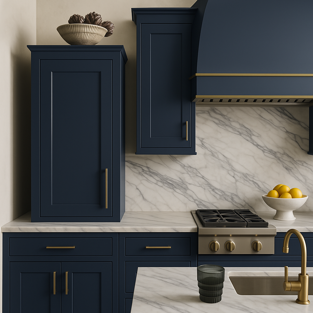 Hampton Bay Avondale Ink Blue Shaker Wall Kitchen Cabinet - 15" W x 12" D x 30" H