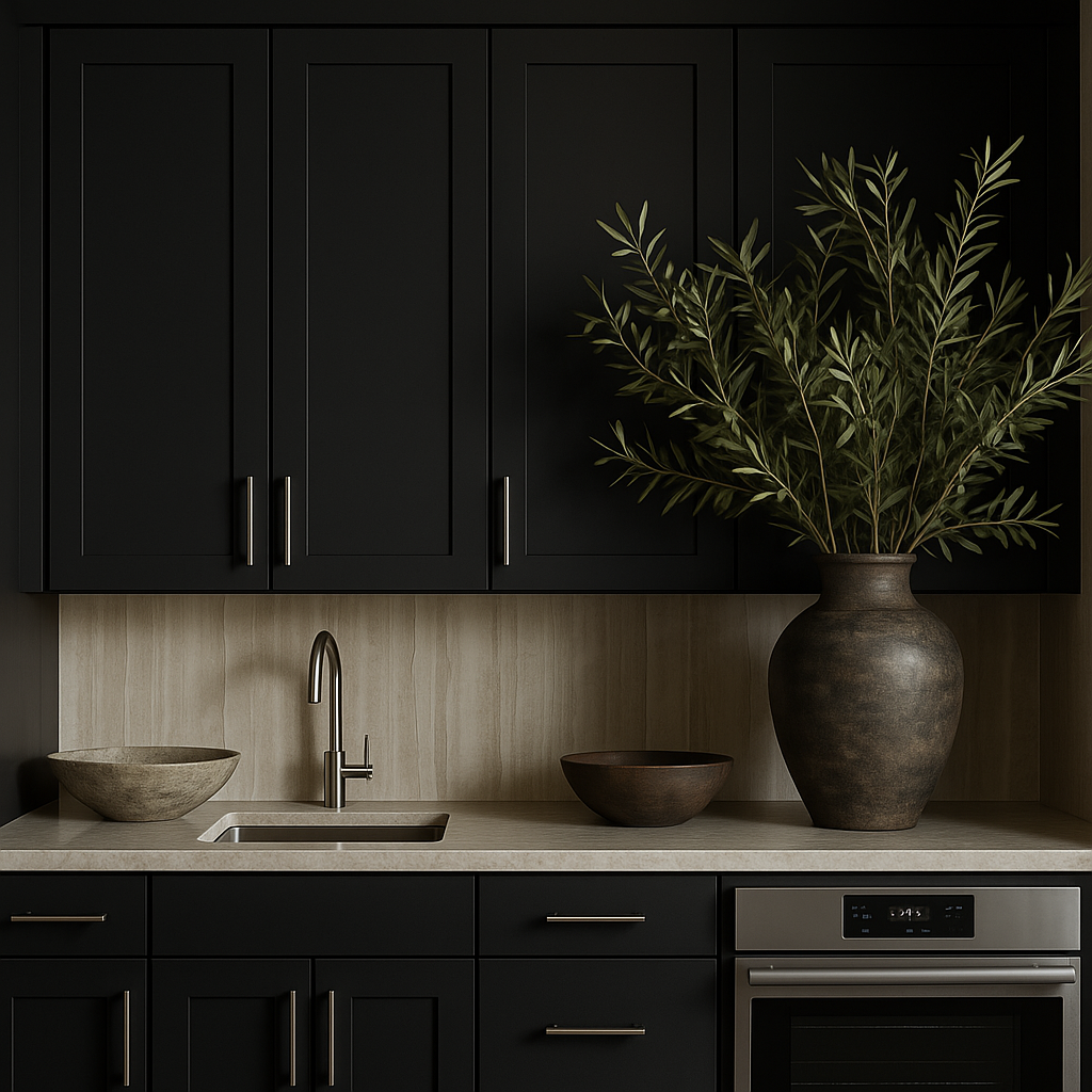 Hampton Bay Avondale Raven Black Shaker Wall Kitchen Cabinet, 15x12x36 in.