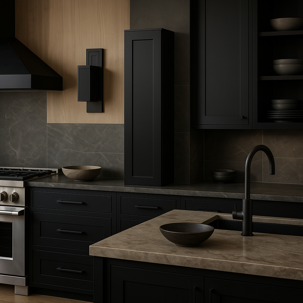 Hampton Bay Avondale Raven Black Shaker Wall Kitchen Cabinet, 12x12x42 Inches