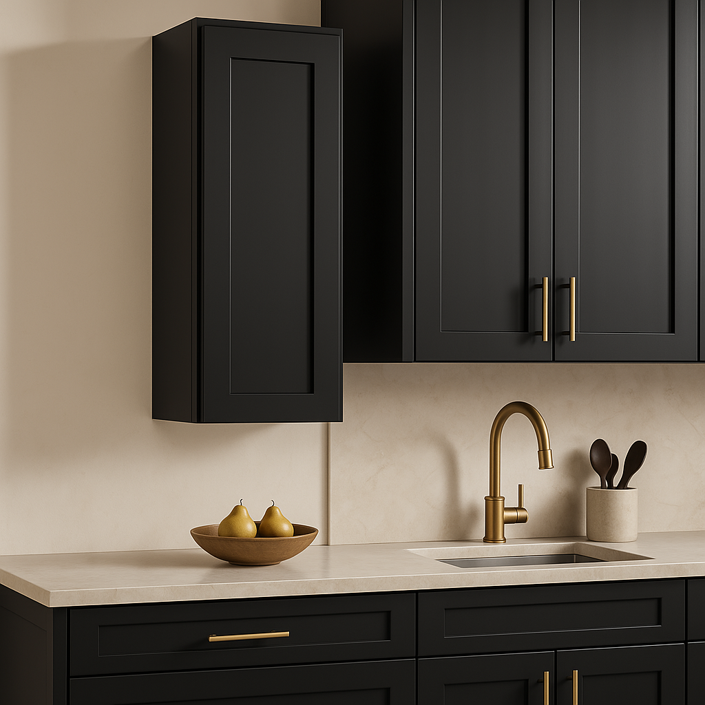 Hampton Bay Avondale Shaker Wall Kitchen Cabinet in Raven Black - 12x12x36