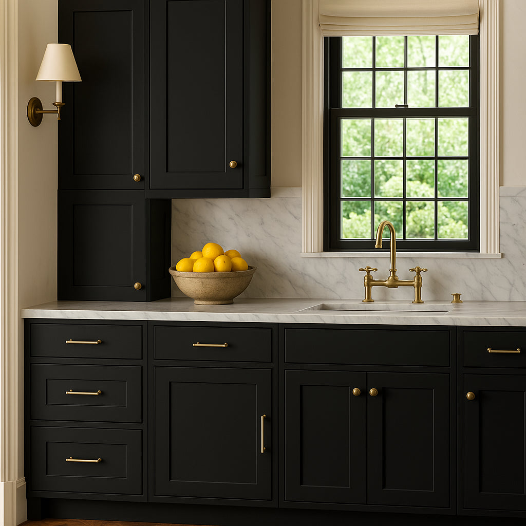Hampton Bay Avondale Raven Black Shaker Wall Kitchen Cabinet - 15 in. W x 12 in. D x 42 in. H