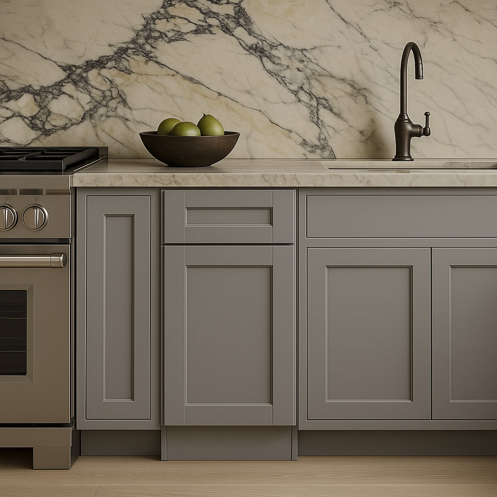 MILL'S PRIDE Richmond Vesuvius Gray Shaker Base Kitchen Cabinet - 12 in W x 24 in D x 34.5 in H