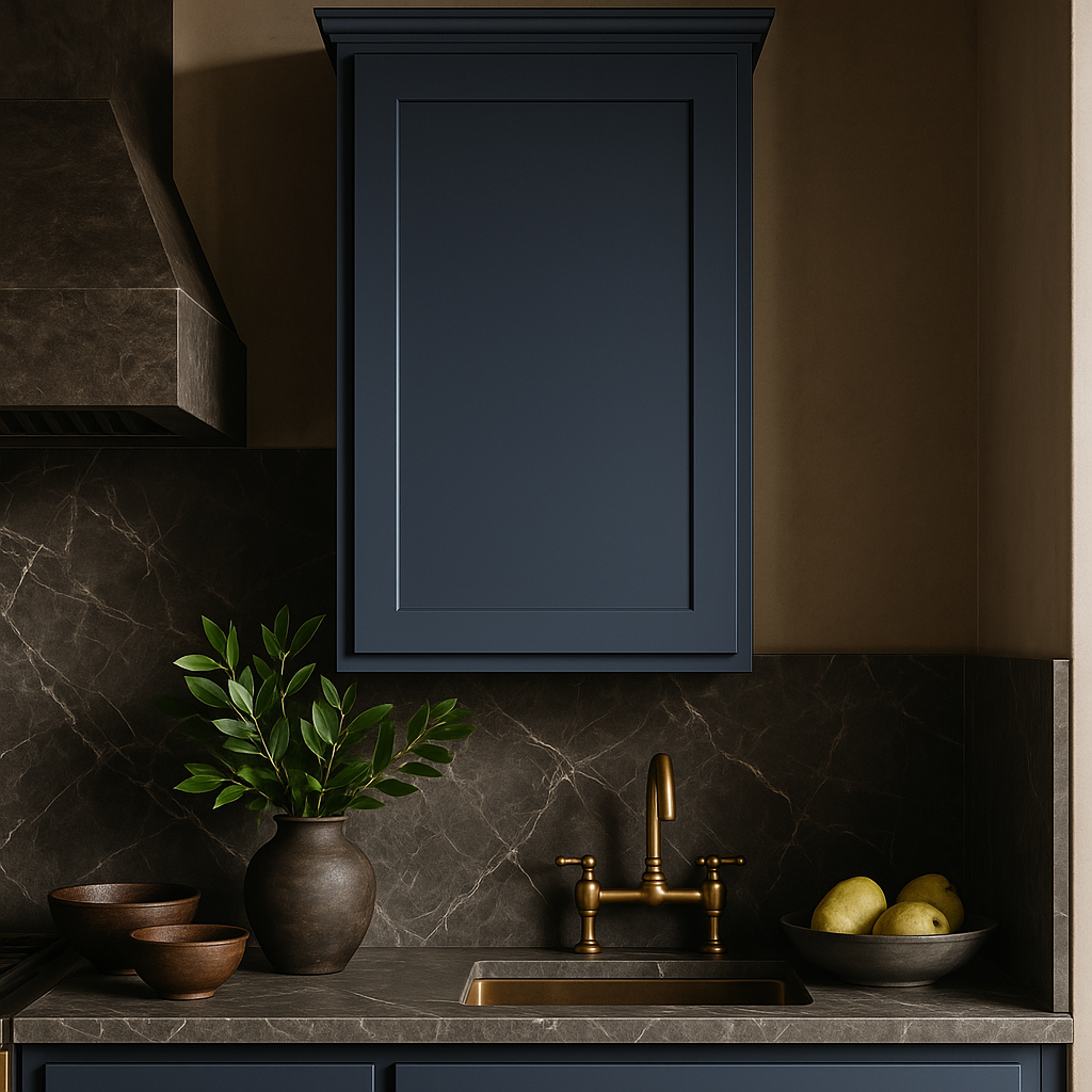 Hampton Bay Avondale Ink Blue Shaker Wall Kitchen Cabinet - 21" W x 12" D x 36" H