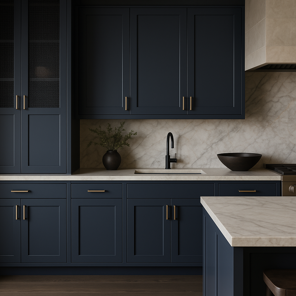 Hampton Bay Avondale Ink Blue Shaker Wall Kitchen Cabinet - 21" W x 12" D x 36" H