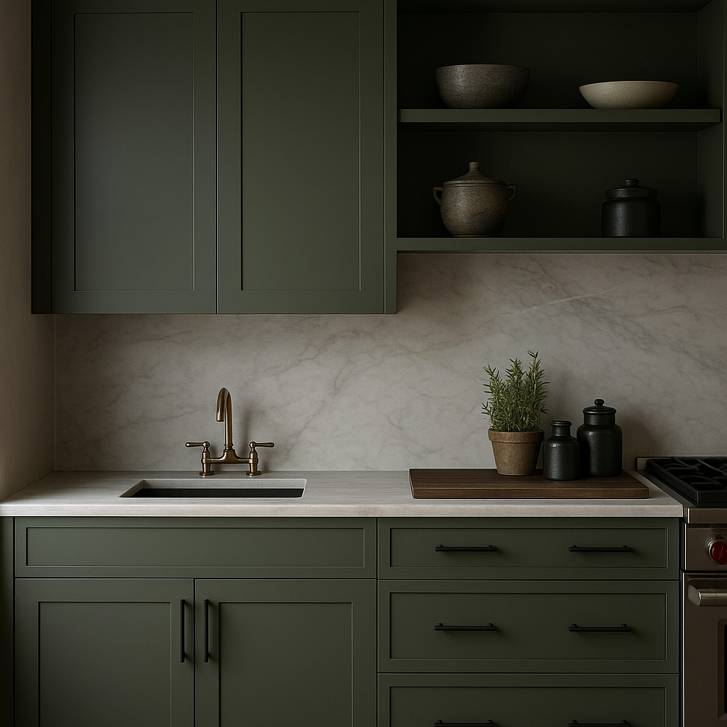 Hampton Bay Avondale 27 in. W x 12 in. D x 30 in. H Ready to Assemble Plywood Shaker Wall Kitchen Cabinet in Fern Green