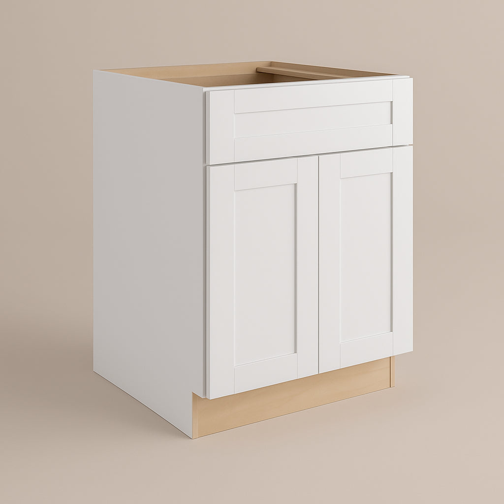 MILL'S PRIDE Richmond Verona White Plywood Shaker Sink Base Cabinet, 30 in W x 24 in D x 34.5 in H
