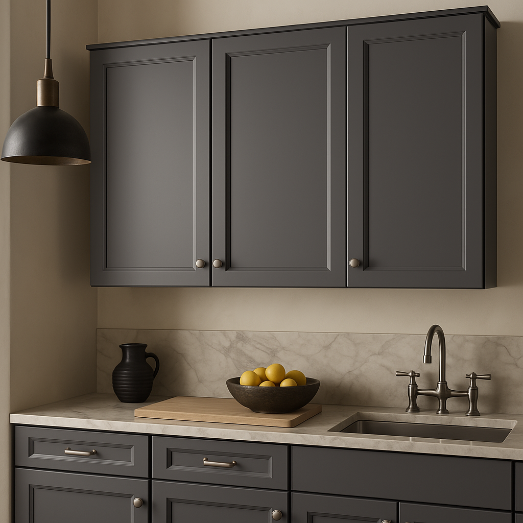 PELHAM & WHITE Keyport Shaker Wall Kitchen Cabinet, Charcoal, 27x12x30 in.