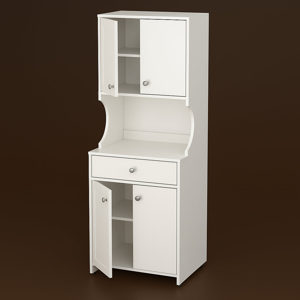 Inval Galley Microwave Storage Utility Cabinet in White