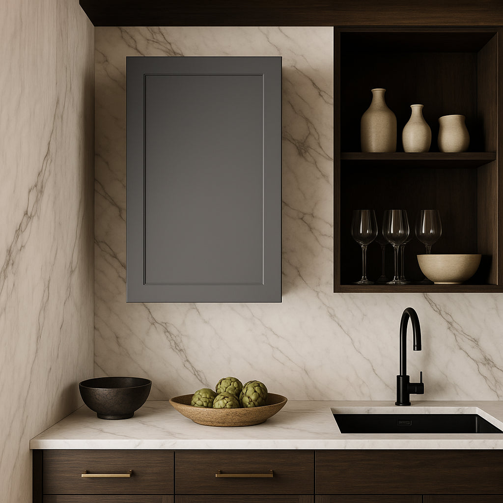 HOMEIBRO Shaker Gray Plywood Wall Cabinet, 21 in. W x 12 in. D x 42 in. H, Ready to Assemble