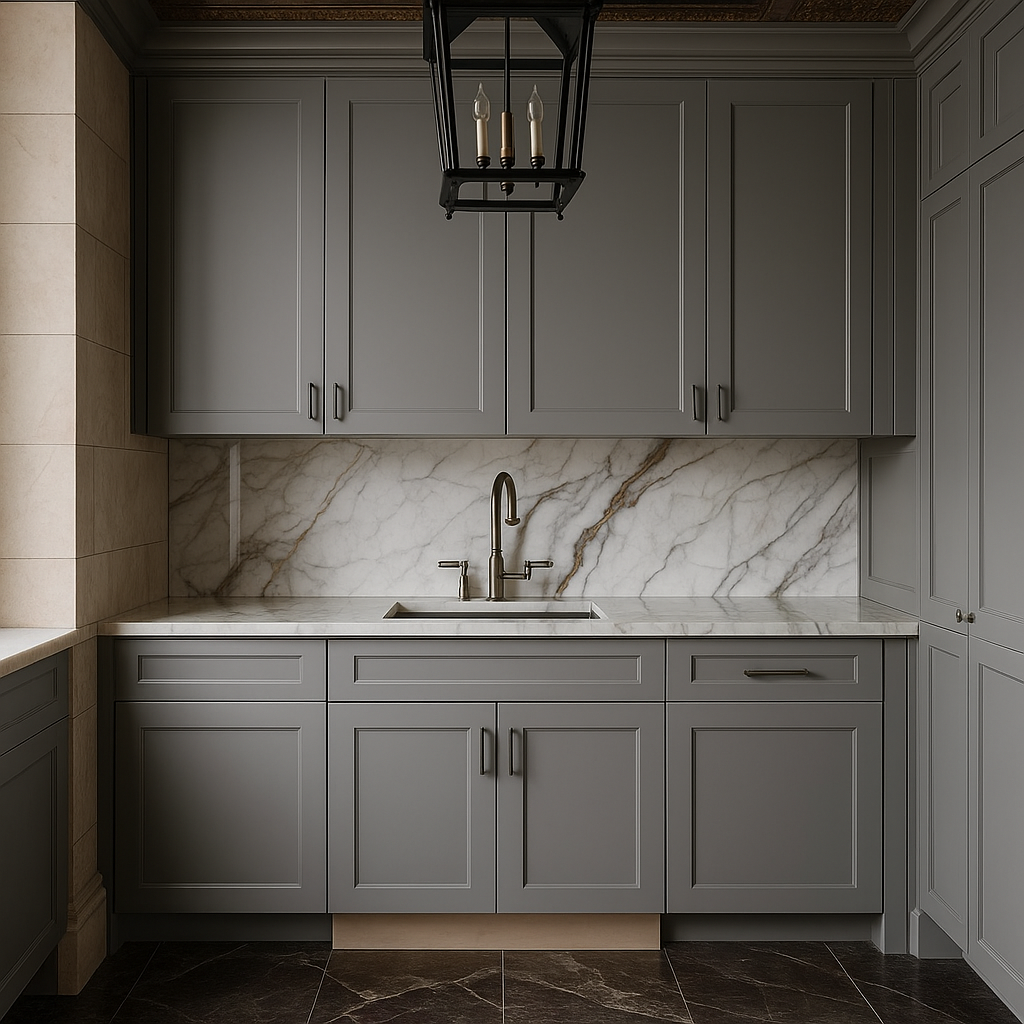 MILL'S PRIDE Richmond Vesuvius Gray Plywood Shaker Sink Base Cabinet - 30 in W x 24 in D x 34.5 in H