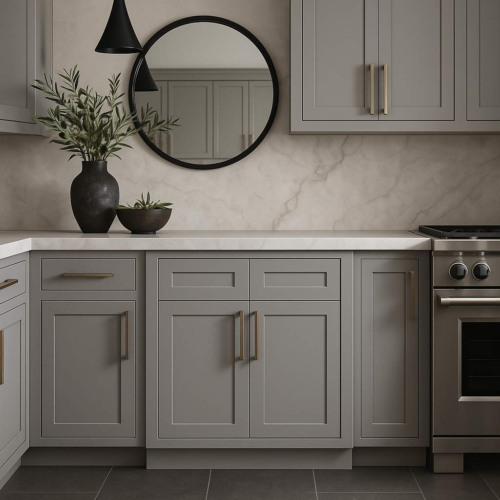 MILL'S PRIDE Richmond Vesuvius Gray Plywood Shaker Sink Base Cabinet - 36 in W x 24 in D x 34.5 in H