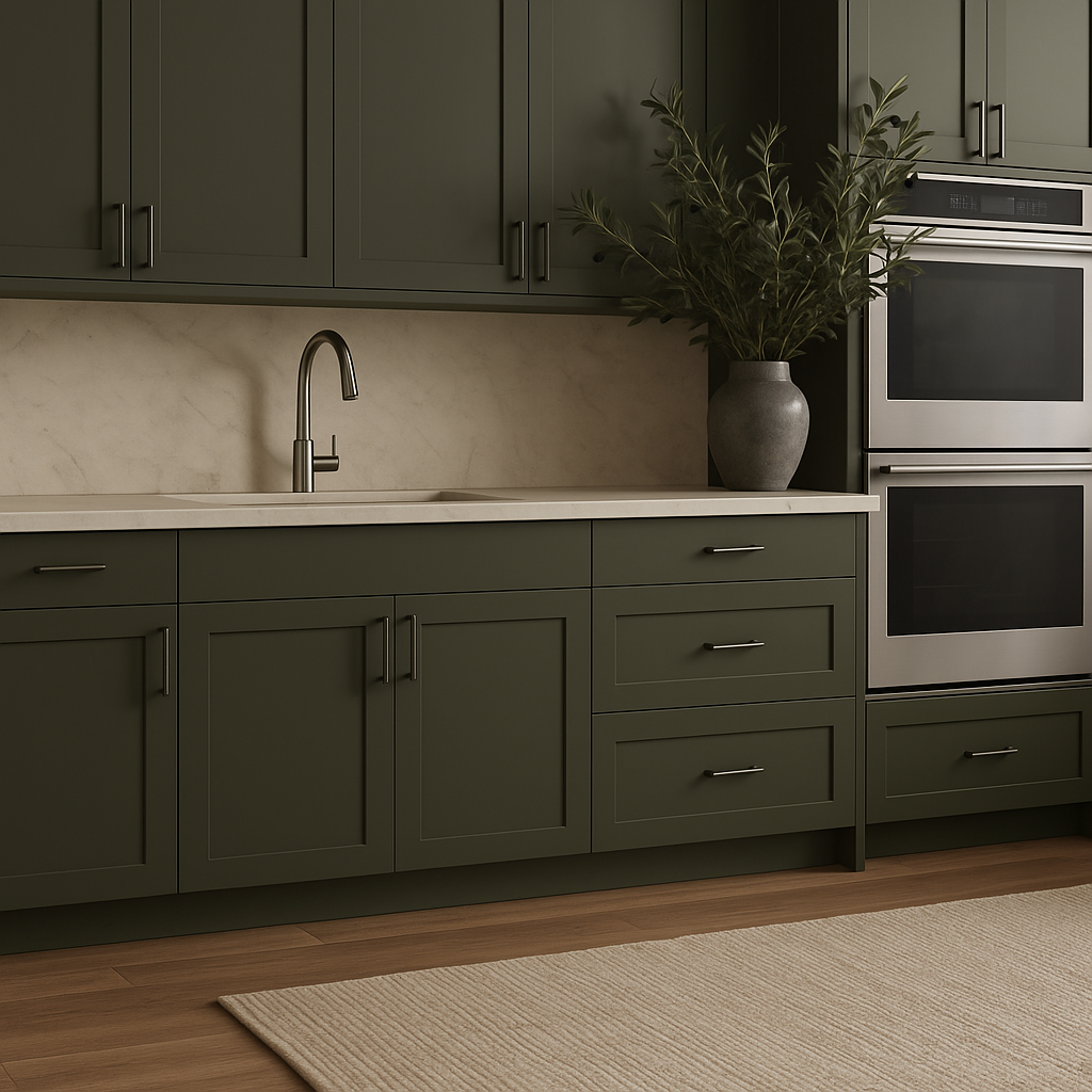 Hampton Bay Avondale Shaker Sink Base Kitchen Cabinet, Fern Green, 36x24x34.5 in.