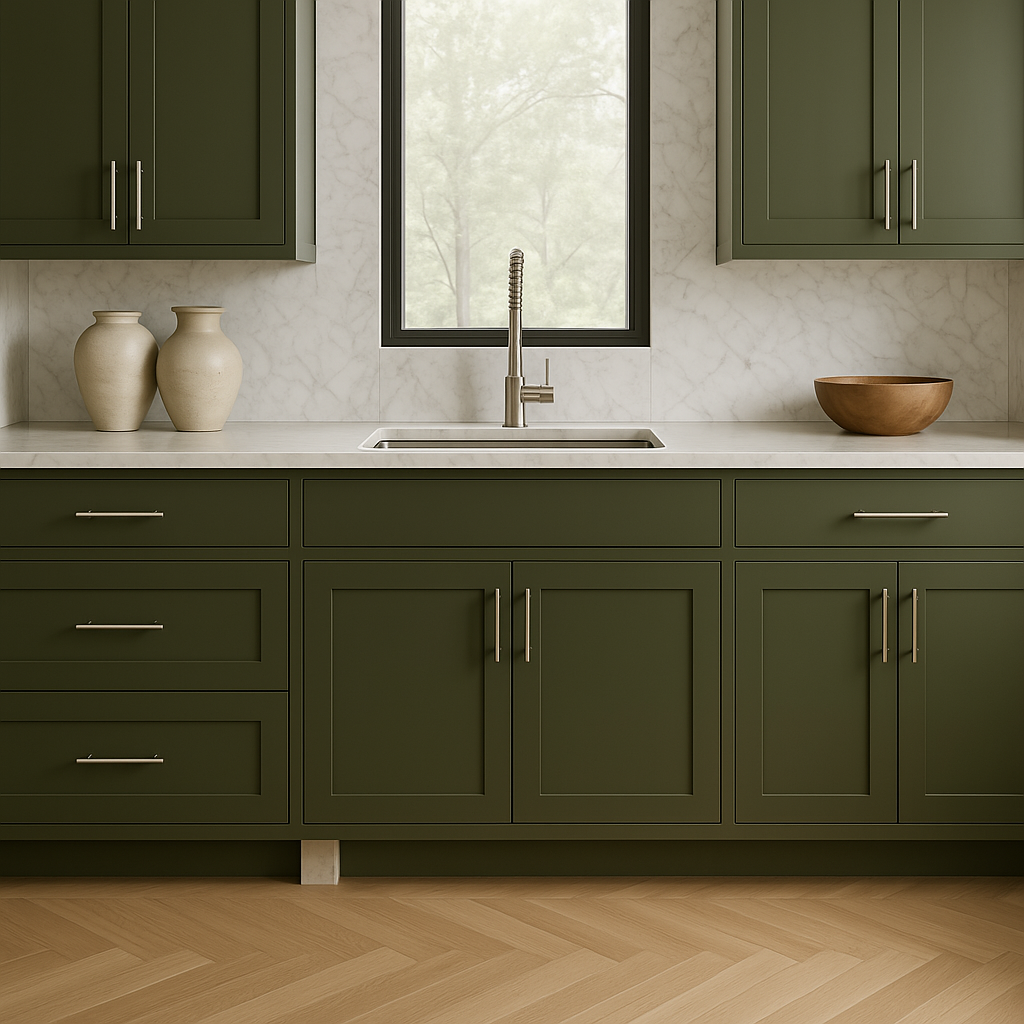 Hampton Bay Avondale Shaker Sink Base Kitchen Cabinet, Fern Green, 36x24x34.5 in.