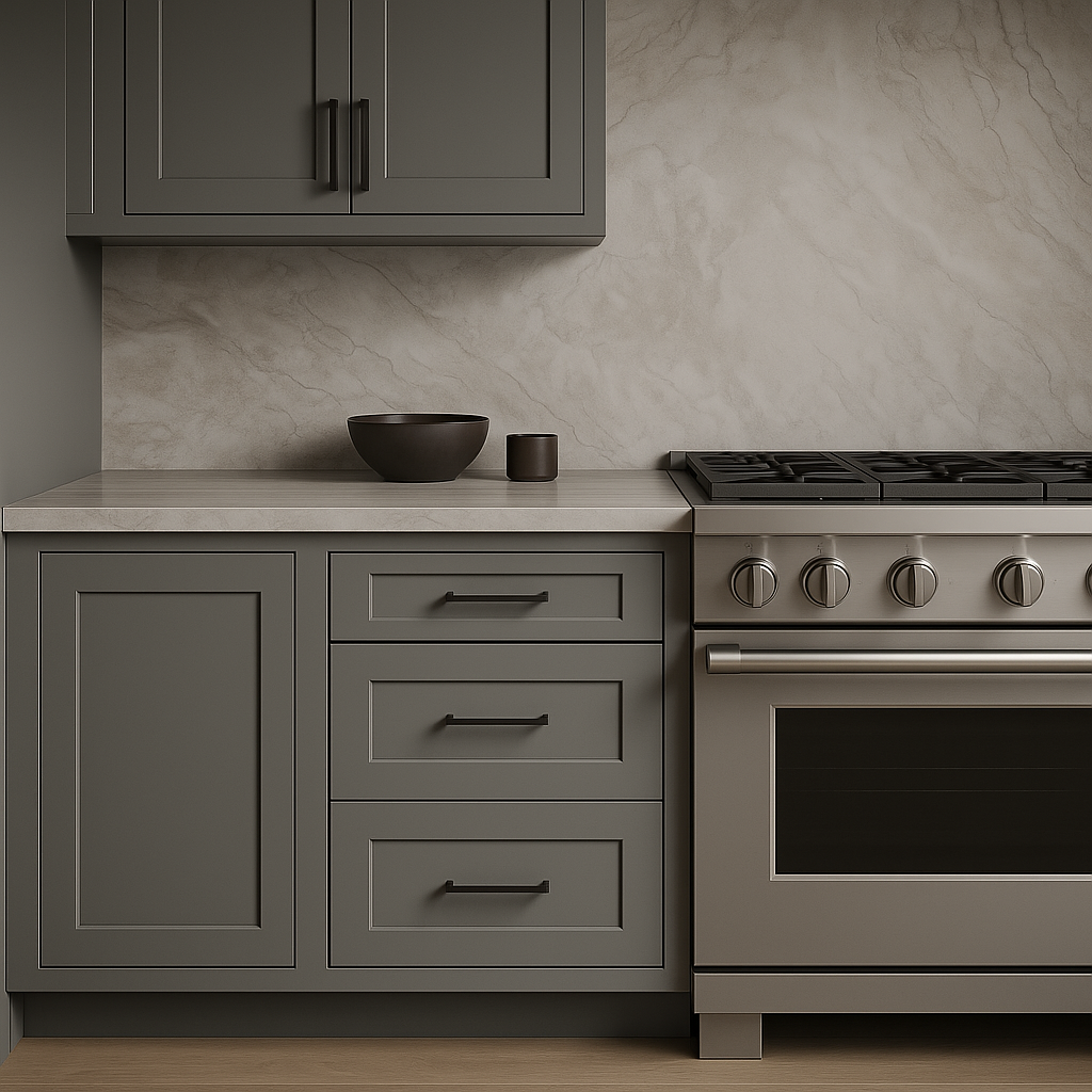 MILL'S PRIDE Richmond Vesuvius Gray Plywood Shaker Kitchen Cabinet