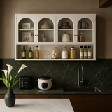 Unbranded Wall-mounted Kitchen Cabinet with Glass Doors, White, 47.25 in. W x 9.05 in. D x 27.55 in. H