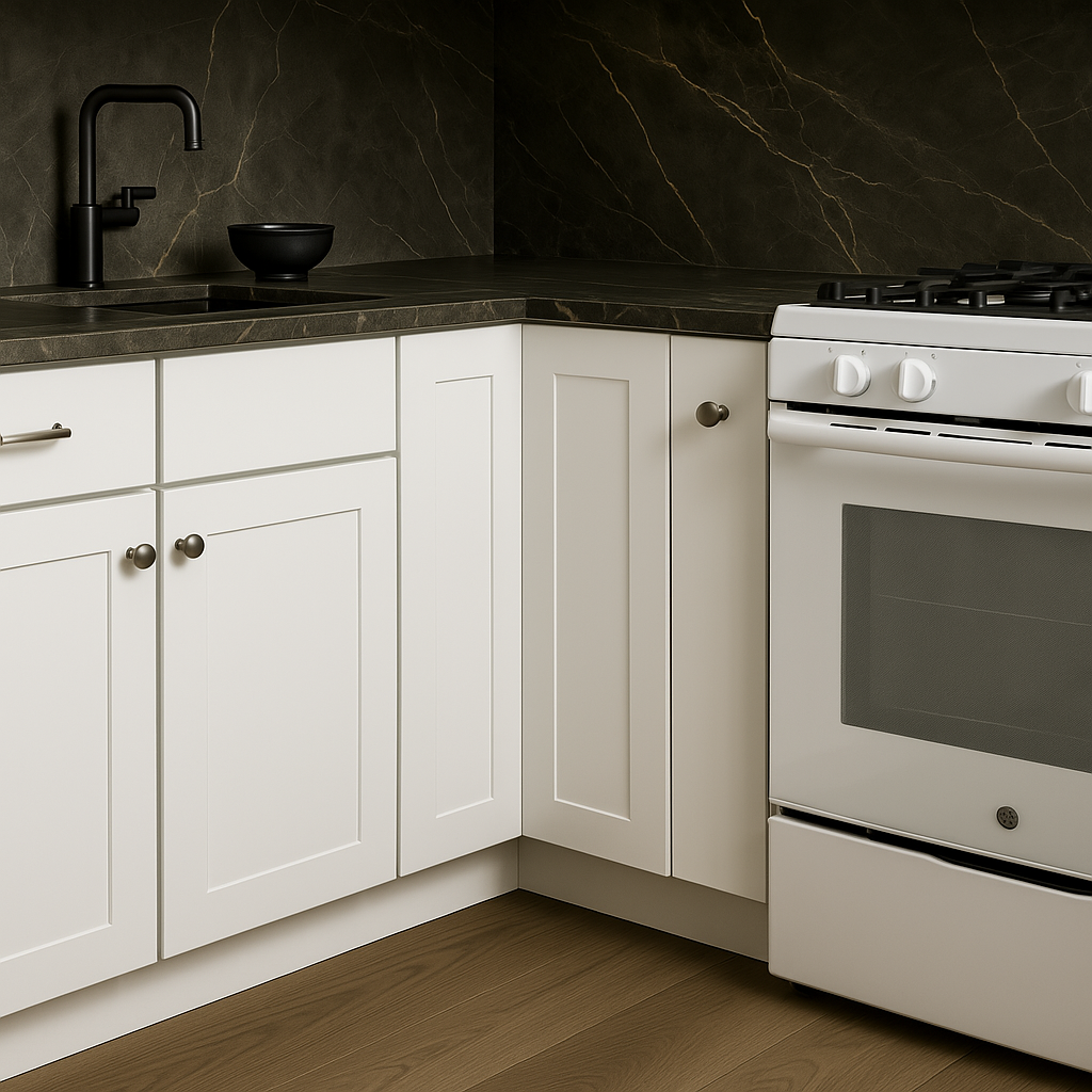 Design House Brookings Lazy Susan Corner Base Kitchen Cabinet in White