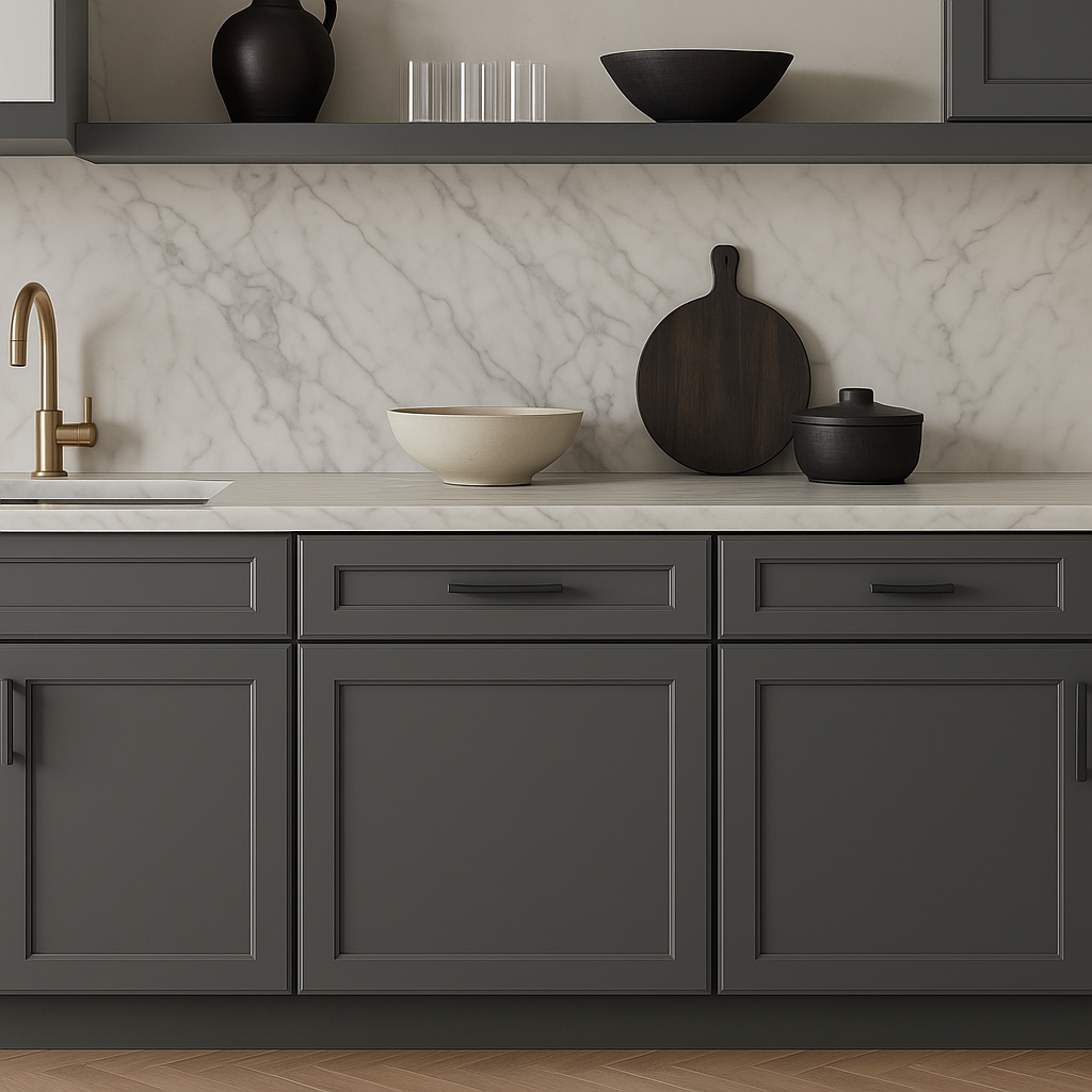 PELHAM & WHITE Keyport Shaker Charcoal Base Kitchen Cabinet - Tool-Free Assembly