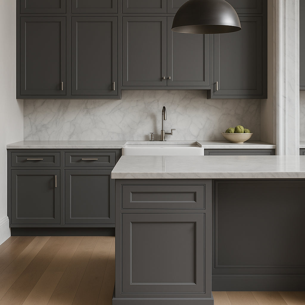 PELHAM & WHITE Keyport Shaker Charcoal Base Kitchen Cabinet - Tool-Free Assembly