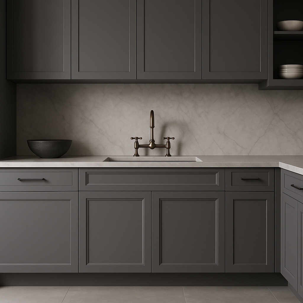 PELHAM & WHITE Keyport Shaker Charcoal Plywood Sink Base Cabinet - Tool-Free Assembly