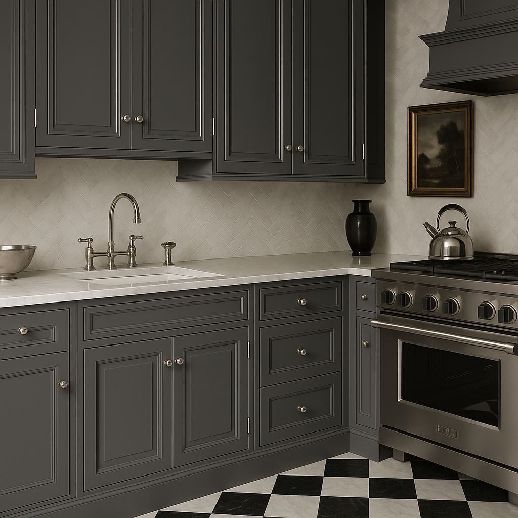 PELHAM & WHITE Keyport Shaker Charcoal Plywood Sink Base Cabinet - Tool-Free Assembly