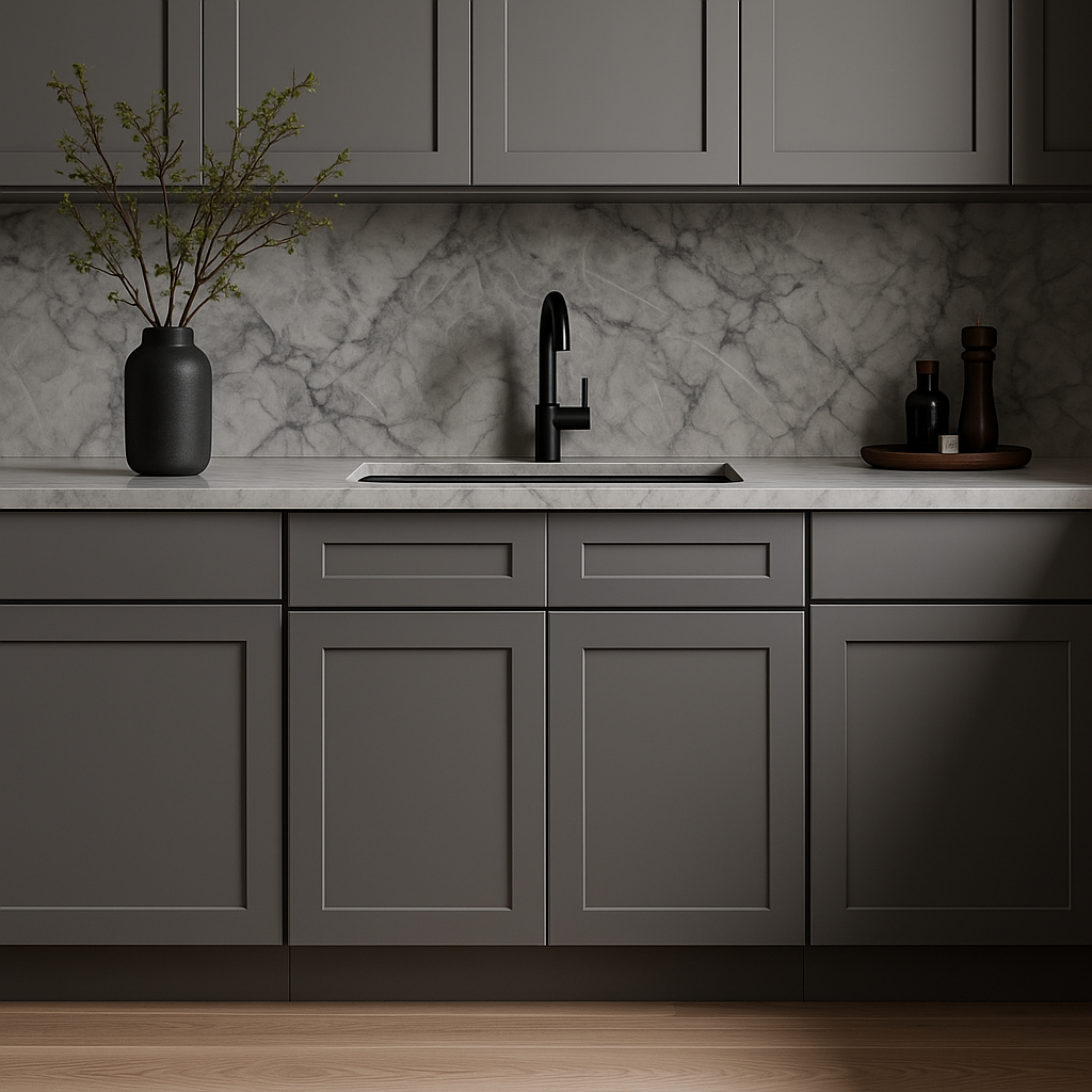 HOMEIBRO Shaker Grey Plywood Sink Base Cabinet - 30-in W X 24-in D X 34.5-in H