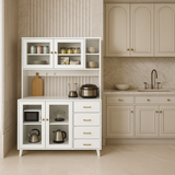 FUFU&GAGA Glass Doors Pantry Kitchen Cabinet Buffet with Drawers and Shelves