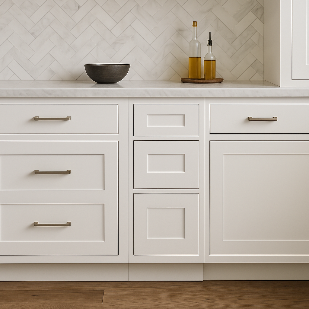 CASAINC White Shaker 3-Drawer Base Kitchen Cabinet, Ready to Assemble