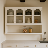 Aoibox Glass Metal Wall-Mounted Kitchen Cabinet, White, 4-Door
