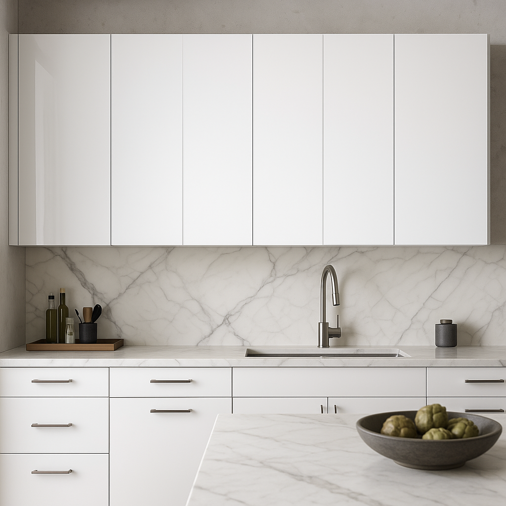 Cambridge Radiance Ready-to-Assemble Slab Wall Kitchen Cabinet in White Gloss, 36 in.