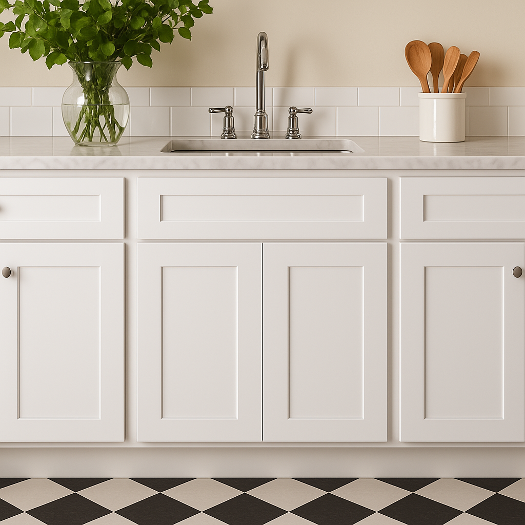 HOMEIBRO Shaker White Plywood Base Kitchen Cabinet with Drawer and Doors