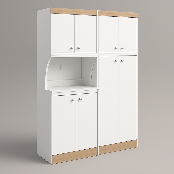 Inval Ready to Assemble Kitchen Storage Utility Cabinet in White and Vienes Oak