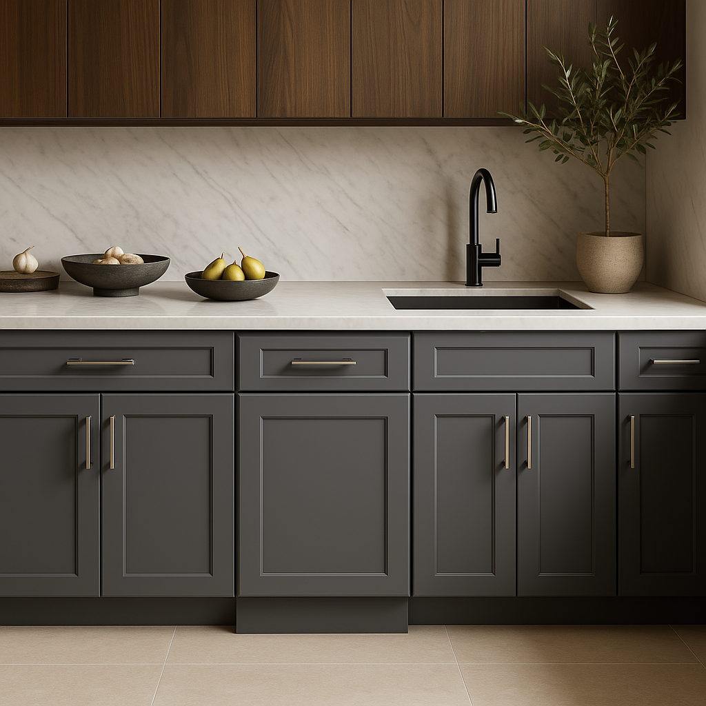 HOMEIBRO Shaker Gray Plywood Base Kitchen Cabinet with Drawer and Door