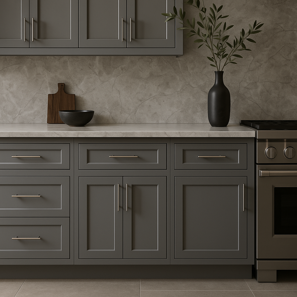 HOMEIBRO Shaker Gray Plywood Base Kitchen Cabinet with Drawer and Door
