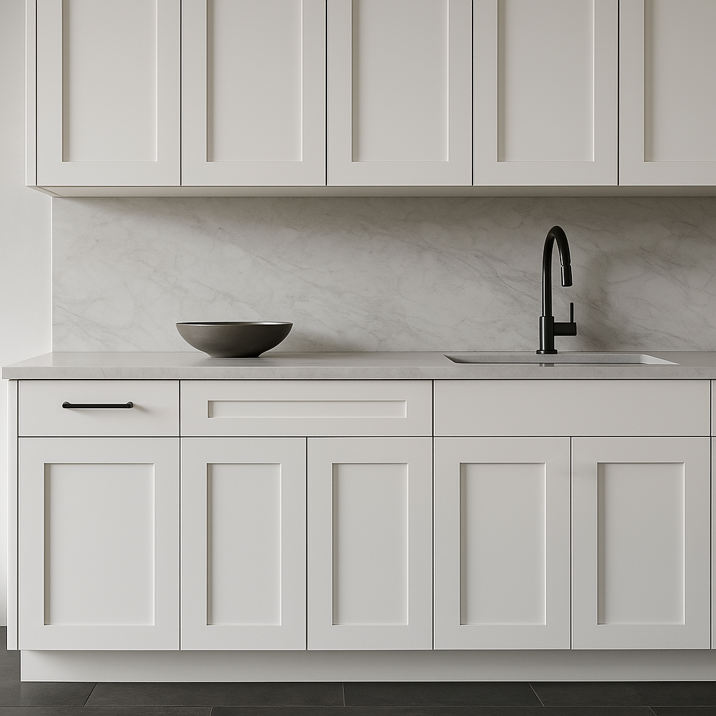 Plywell Shaker Sink Base Cabinet, Ready to Assemble, White