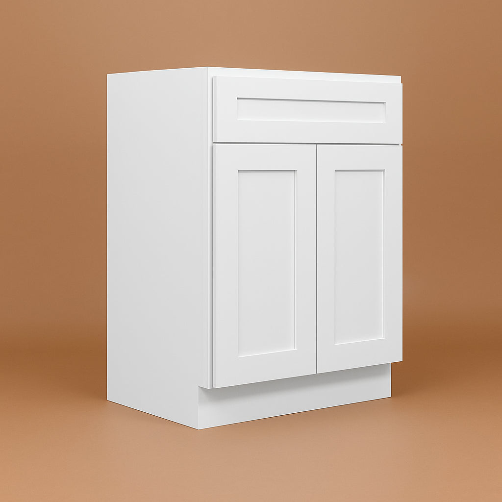Plywell Shaker Sink Base Cabinet, Ready to Assemble, White