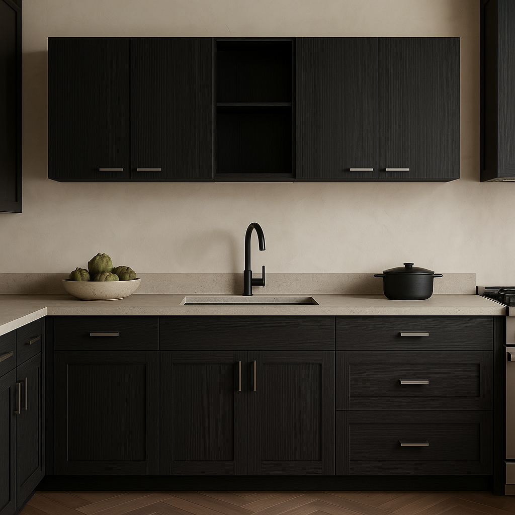 Aoibox Black Wall Mount Kitchen Cabinet with Shelves - 59 in. W x 12.4 in. D x 23.6 in. H