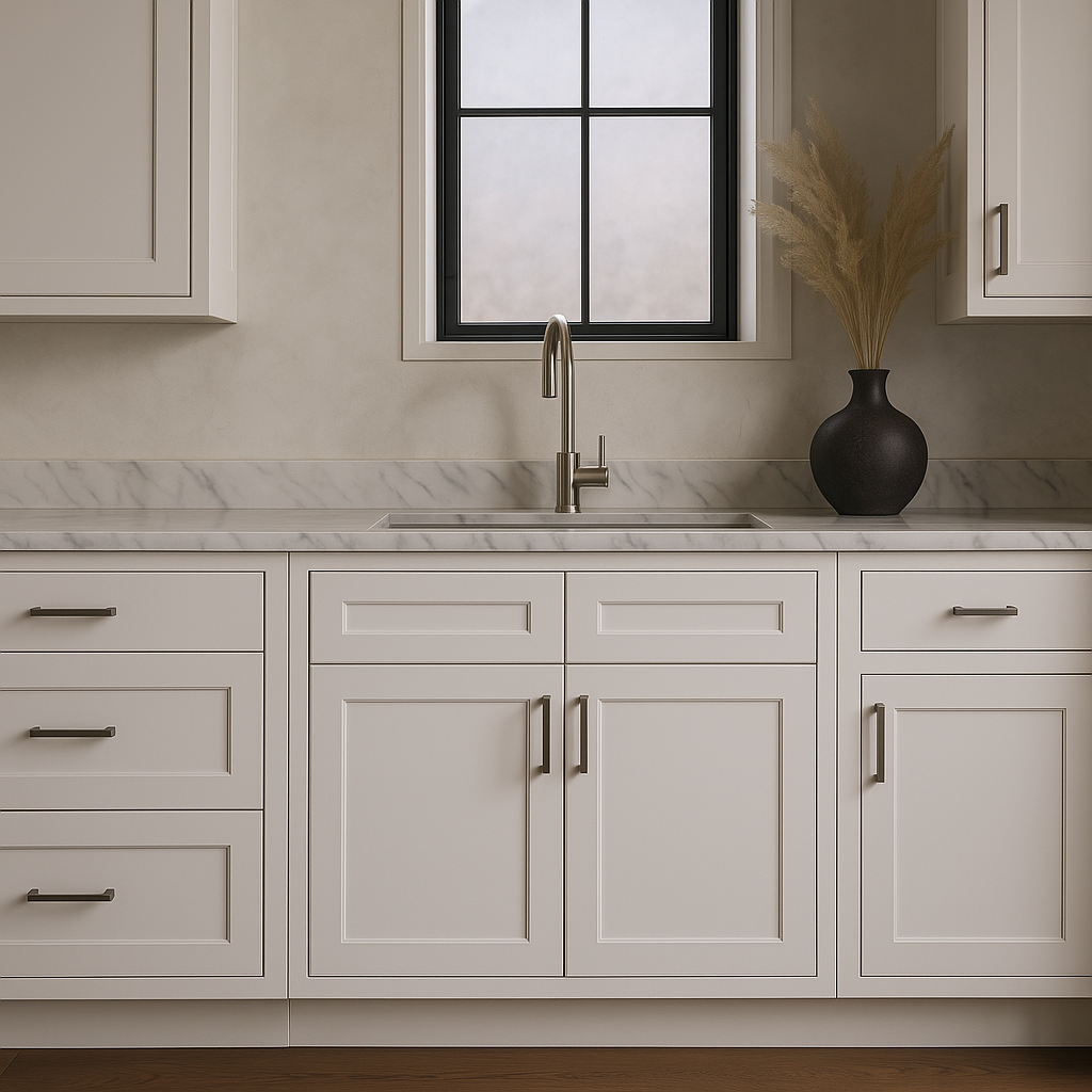 RoomyLife Shaker White Ready-to-Assemble Sink Base Cabinet, 30 in. W x 24 in. D x 34.5 in. H