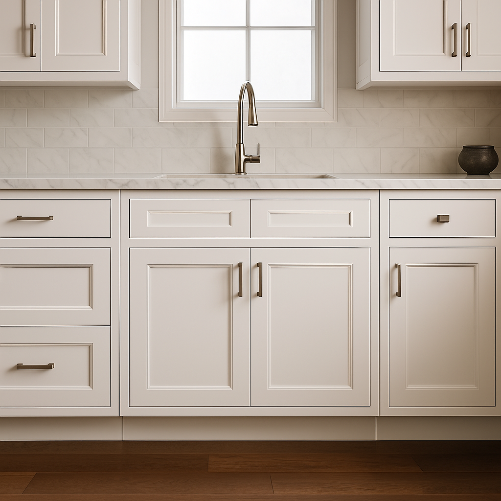 RoomyLife Shaker White Ready-to-Assemble Sink Base Cabinet, 30 in. W x 24 in. D x 34.5 in. H