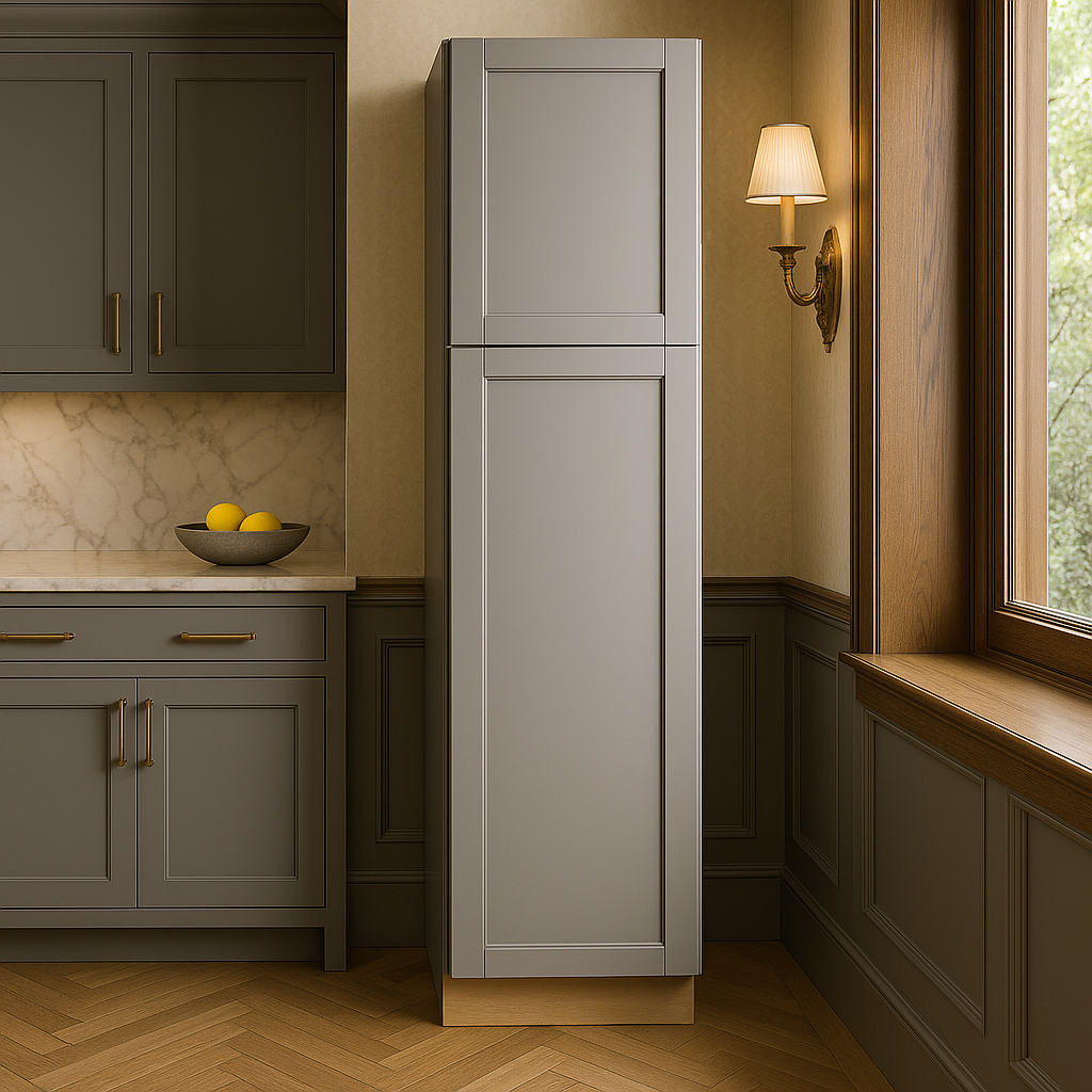 MILL'S PRIDE Richmond Vesuvius Gray Shaker Pantry Cabinet - 18" W x 24" D x 90" H