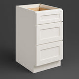 CASAINC White Shaker 3-Drawer Base Cabinet, Ready to Assemble