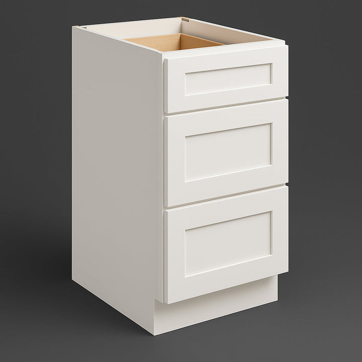CASAINC White Shaker 3-Drawer Base Cabinet, Ready to Assemble