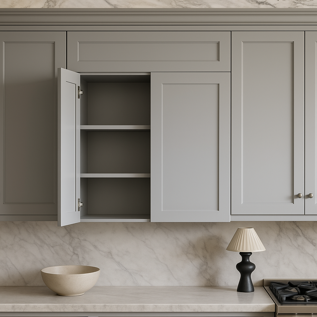 Plywell Shaker Gray Double Door Wall Cabinet with Adjustable Shelves