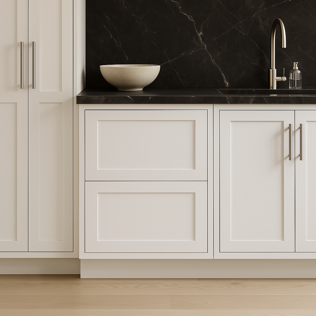 HOMEIBRO Shaker White Plywood Kitchen Cabinet with 2 Drawers - 24 in. W x 24 in. D x 34.5 in. H