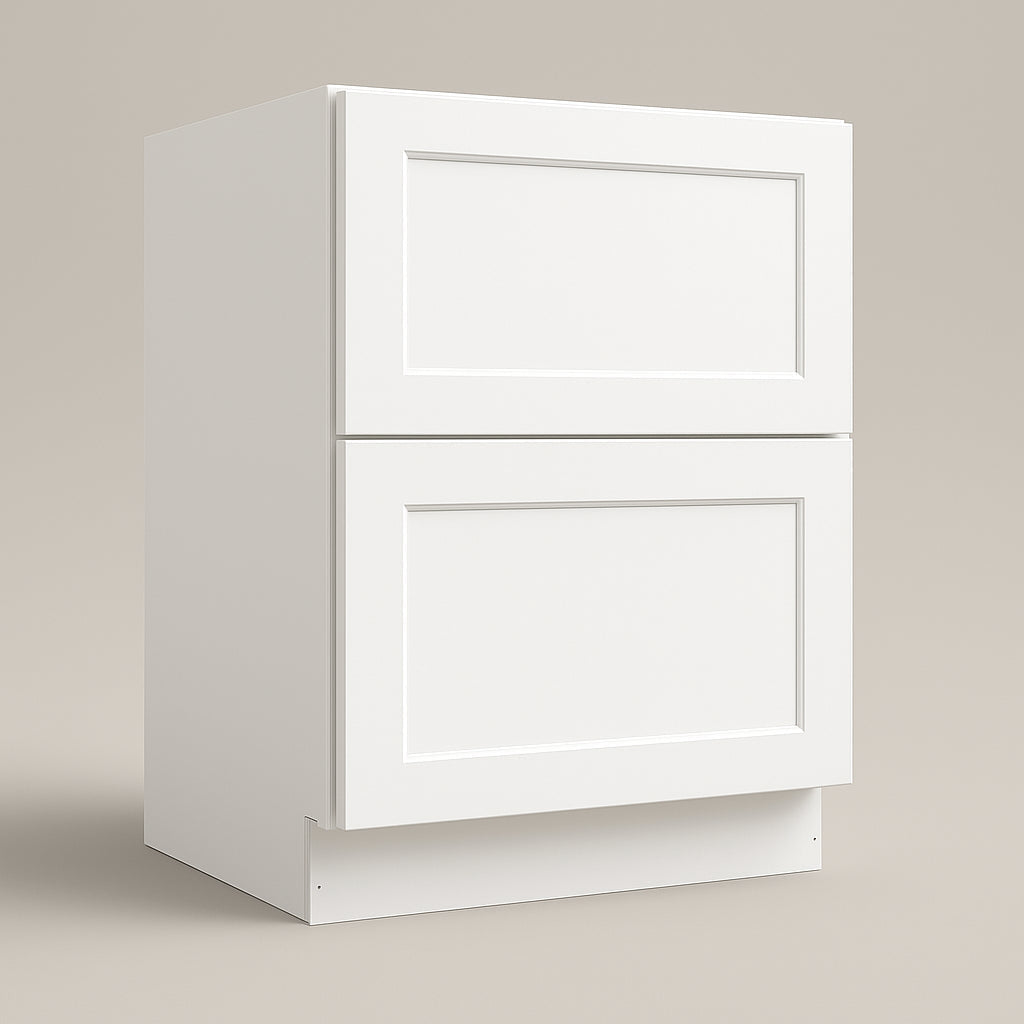 HOMEIBRO Shaker White Plywood Kitchen Cabinet with 2 Drawers - 24 in. W x 24 in. D x 34.5 in. H