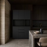 Aoibox Black MDF Kitchen Pantry Cabinet with Doors, Shelves, and Drawers